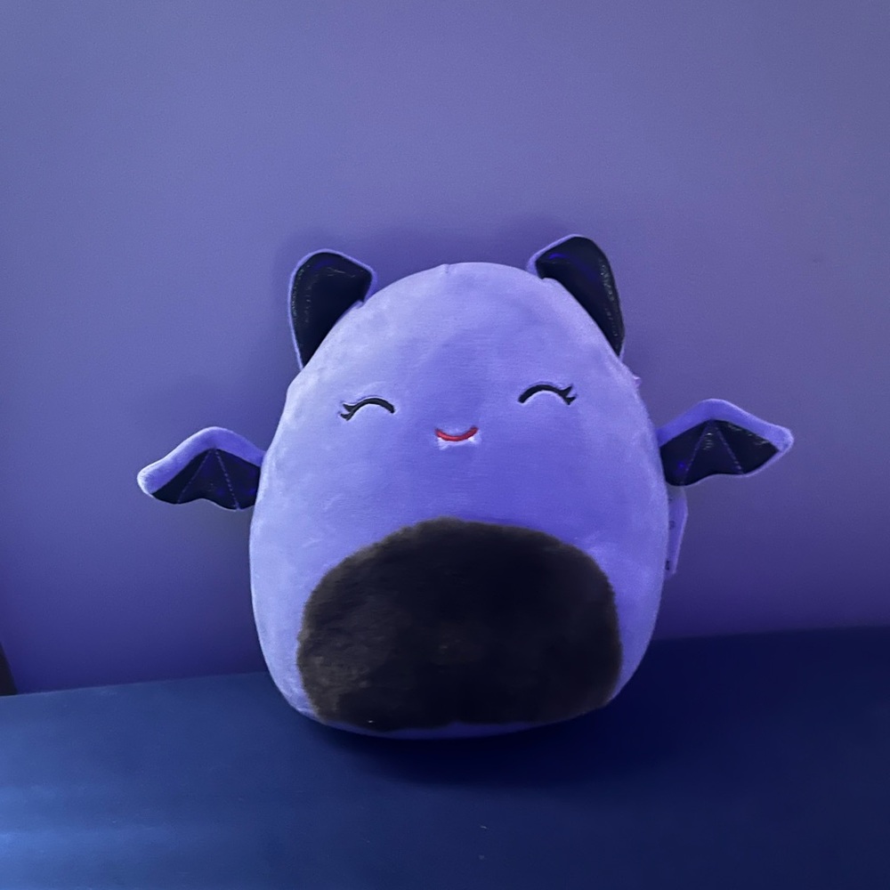 Squishmallows Purple Bat Plush with Black Details